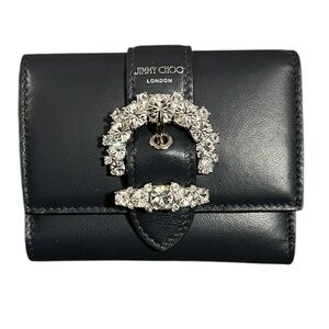 Jimmy Choo Cheri Cosmos Leather CZ Jewel Card Holder with Bag and Box Set